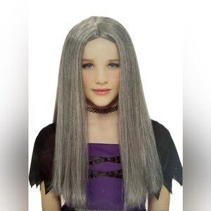 Halloween Mullet Costume Wig Child 8+ Silver Long Straight Hair